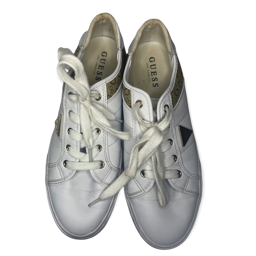 Guess Mens Comly Fashion Sneakers Shoes White Brown Monogram  size 8.5 - Picture 3 of 7